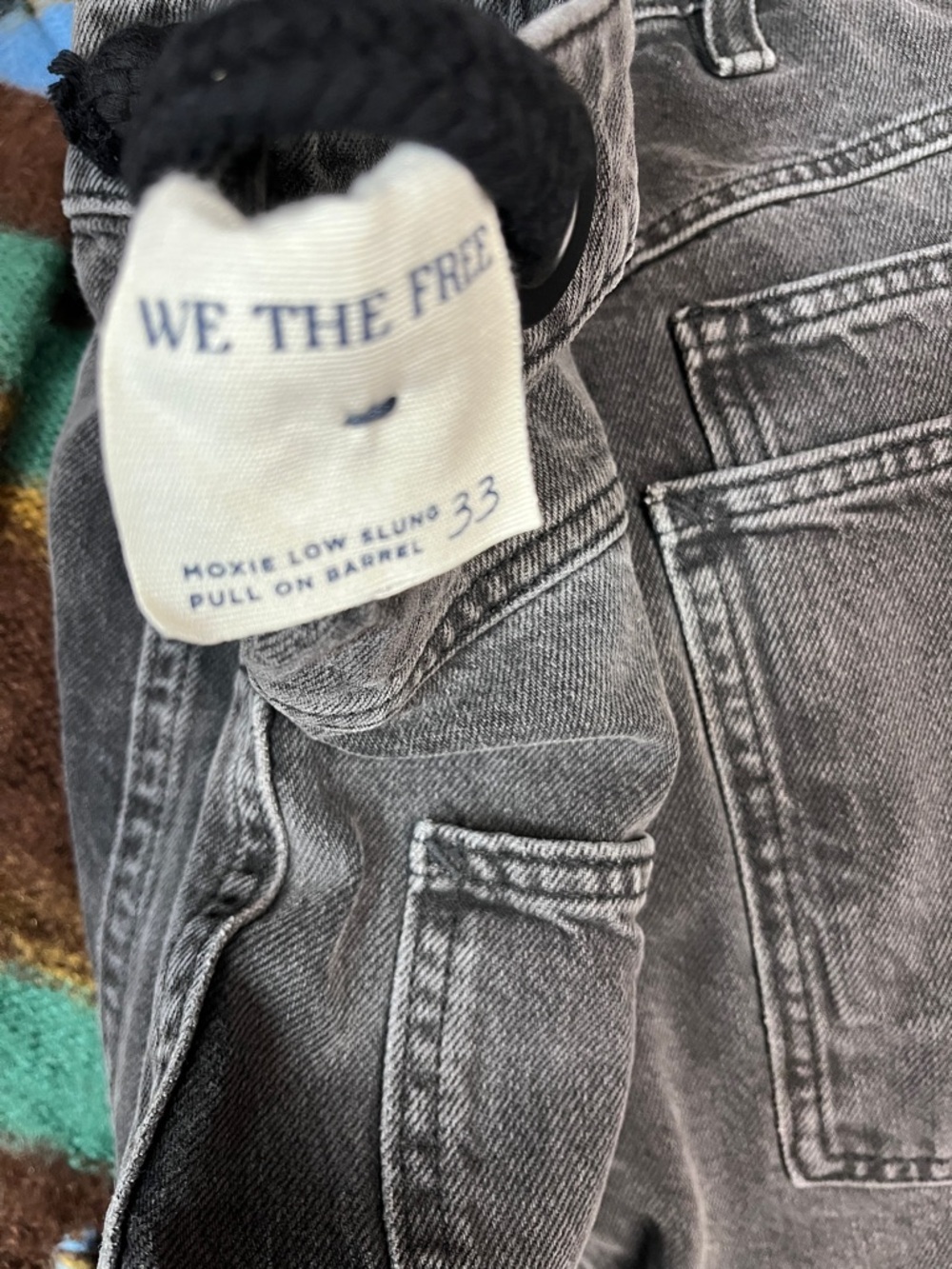 Free People Moxie Low Slung Barrel Nighthawk 33 Black Jeans - Picture 6 of 8